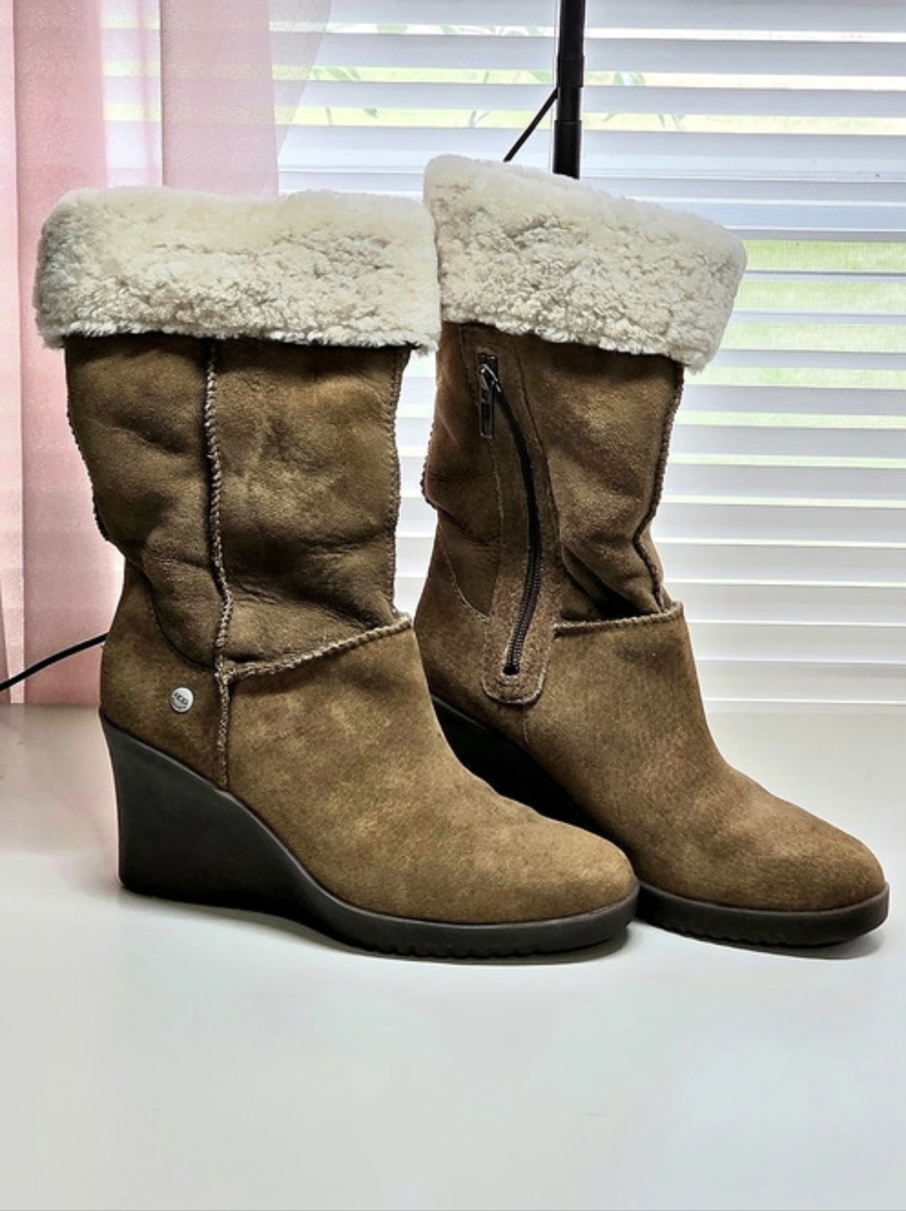 UGG Joslyn Tan Brown Wedge Winter Boots